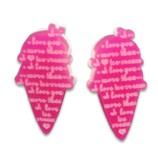 I Love Ice-cream Mirror Stud Earrings
