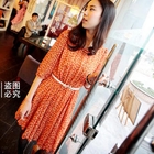 Ando Store - Elbow-Sleeve Floral Chiffon Dress