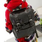 Fashion Lady - Faux-Leather Belted Backpack