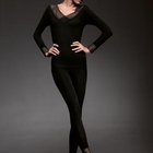 Moonbasa - Thermal Set: Lace-Trim Top + Leggings