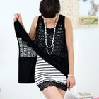 59 Seconds - Lace-Hem Striped Tank Top