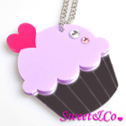 Sweet & Co. - Sweet&Co. XL Mirror Purple Cupcake Silver Necklace