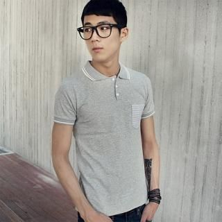 Striped-Accent Short-Sleeve Polo Shirt Striped-Accent Short-Sleeve Polo Shirt