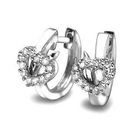 MaBelle - 18K White Gold Diamond Heart Earrings