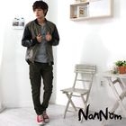 NanNom - Mock Leather Baseball Jacket
