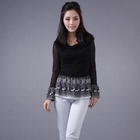 O.SA - Nordic-Print Chiffon-Panel Cowlneck Top