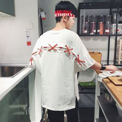 Real Boy - Lace-Up Elbow-Sleeve T-Shirt Real Boy - Lace-Up Elbow-Sleeve T-Shirt