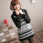 CatWorld - Hooded Patterned Panel Knit Top