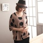 CatWorld - Elbow-Sleeve Polka Dot Panel Top