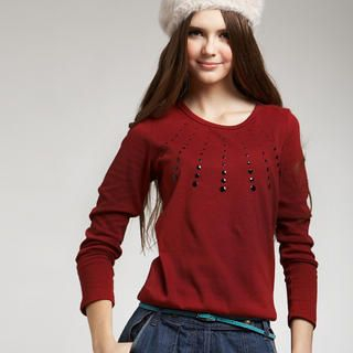 Lace Panel Bow-Back Studded Top Lace Panel Bow-Back Studded Top