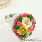 Sweet & Co. - Sweet Blue Floral Mini Cupcake Silver Ring