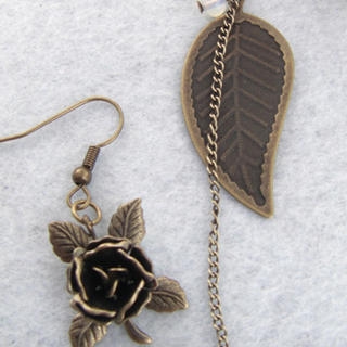Vintage Rose and Leaf Earrings