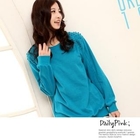 Daily Pink - Metallic Beaded Raglan Sleeve Pullover