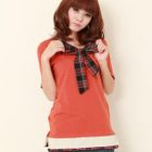 ZOO - Plaid Bow-Accent T-Shirt