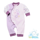 YesBabies - 彩点袖贴花斜按扣连衣裤