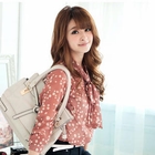 Tokyo Fashion - Tie-Neck Dotted Chiffon Blouse