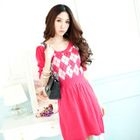 Tokyo Fashion - Short-Sleeve Argyle Knit Dress