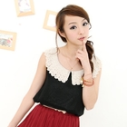 59 Seconds - Crochet Collar Chiffon Top