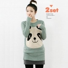 lovemark - Set: Panda-Accent Knit Top + Inset Skirt Tights
