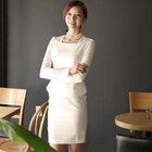 ode' - Square Neckline Long-Sleeve Dress