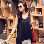 PUFFY - Leopard-Print Chiffon Patchwork Asymmetric-Hem Tank Top