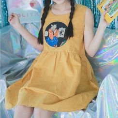 Moricode - 貓咪印花無袖A字連衣裙 Moricode - 貓咪印花無袖A字連衣裙