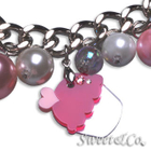 Sweet & Co. - Mini Silver Fuchsia Cupcake Swarovski Crystal Charm Bracelet