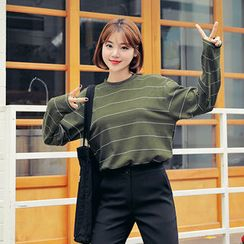 HOTPING - Round-Neck Striped Top HOTPING - Round-Neck Striped Top