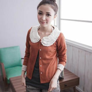 Layered Lace-Collar Cardigan