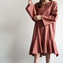 STYLEBYYAM - Ruffle-Hem Wide-Sleeve Dress STYLEBYYAM - Ruffle-Hem Wide-Sleeve Dress