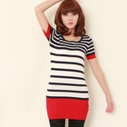 ZOO - Contrast-Trim Striped Knit Tunic