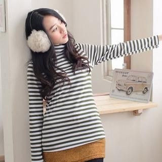 Turtleneck Striped T-Shirt