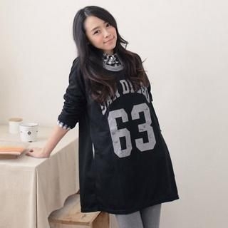 Contrast-Trim Print Long Top