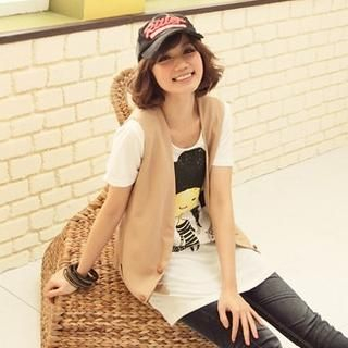Chiffon-Back Smocked Vest