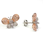 2CAN - Silver 925 + Rose Gold Plate Butterfly Earrings