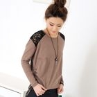 prischu essentials - Ruched Side Lace Panel Top