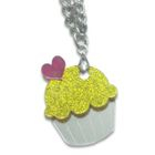 Sweet & Co. - Sweet Glitter Yellow Mirror Cupcake Silver Necklace