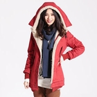 Ando Store - Drawstring-Waist Fleece-Trim Hooded Jacket