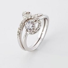 Moonbasa - Set of 2: Rhinestone Crystal Rings