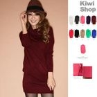 Kiwi Shop - Long Sleeve Cowl-Neck Knit Dress