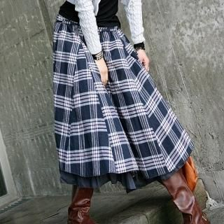 Check Long Skirt