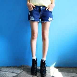 Washed Distressed Denim Shorts Washed Distressed Denim Shorts