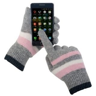 Touch Function Striped Knit Gloves