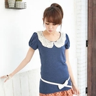 eFashion - Lace Collar Short-Sleeve Top