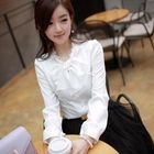 CLICK - Tie-Neck Long-Sleeve Blouse