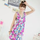 59 Seconds - Floral Print Sleeveless Dress + Bandeau Top