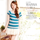 YUMI - Short-Sleeve Striped Knit Dress