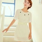 Angel Love - Beaded Chiffon-Sleeve Lace Dress