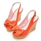 Grace Candy - Bow-Accent Slingback Wedges
