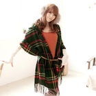 Tokyo Fashion - Fringed Plaid Hooded Shawl